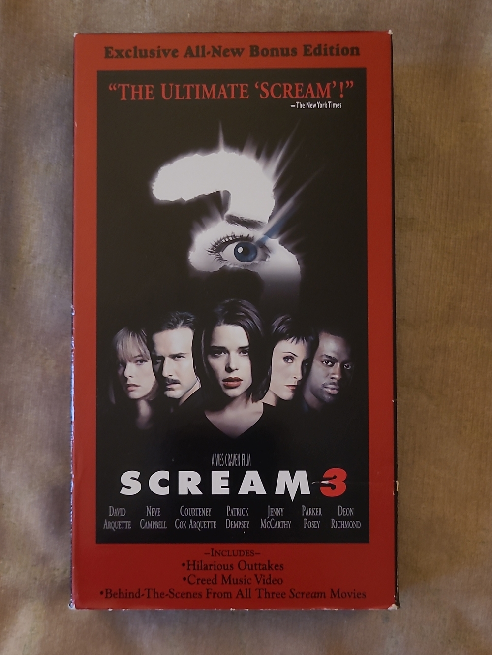 2000 "Scream 3" Bonus Edition VHS Tape.